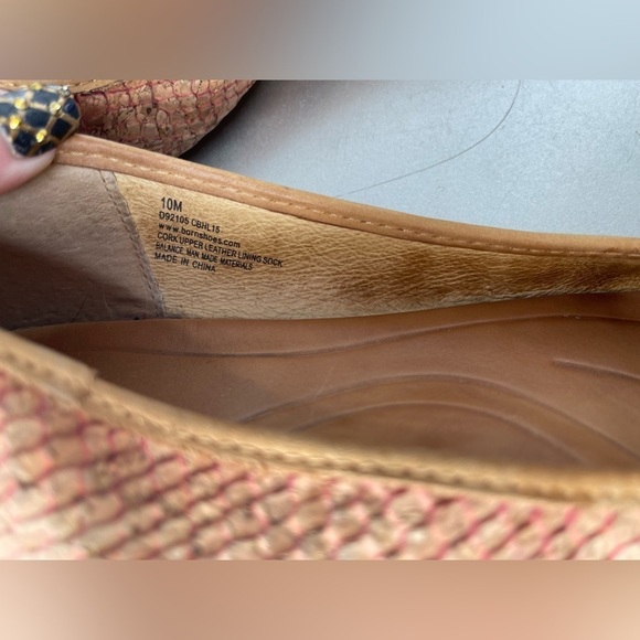 Born Snakeskin Flats Leather Toe Red Brown Work Wear Comfort Womens Size 10 - Picture 4 of 6